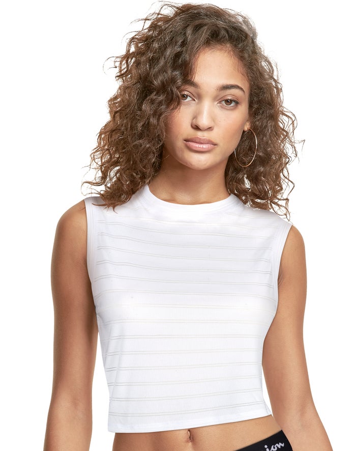 Champion Dame Tank Top Hvide - Cropped Ribbed - Danmark VBP-847930